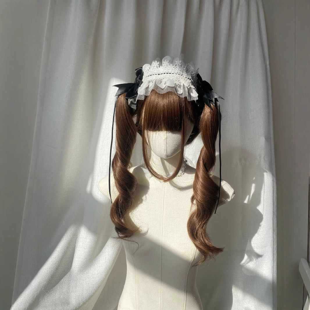 Glutinous Rice Small Linen Curly Hair Full Top Natural Less Wig Long Curls