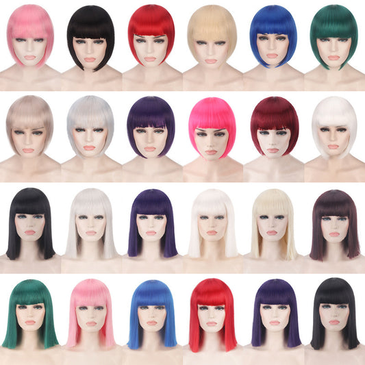 Women's Daily Color Sheath Short Shoulder Straight Cos Wig