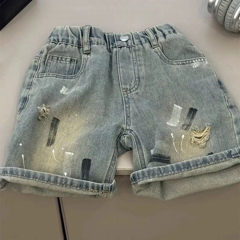 Children's Clothing Summer Set Fashionable Vest Denim Shorts Iti Children's Suit