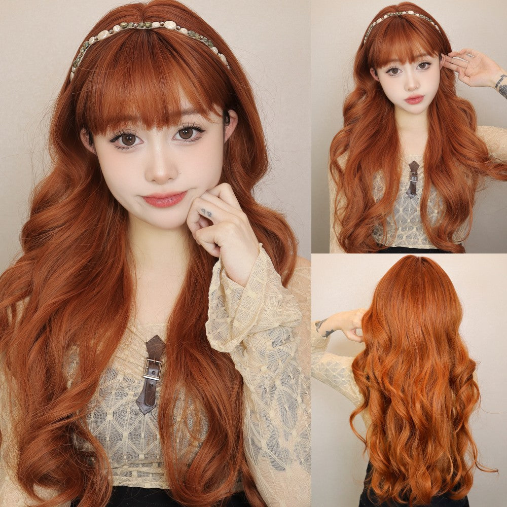 Tea Brown Big Wave Curly Full Wig Long Curls