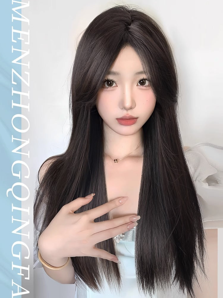 Mid-length Hair Natural Simulation People Full Long Straight Wig