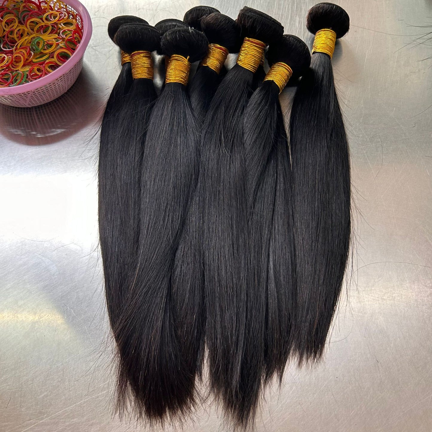 Straight Weft Strip Of Human Plump Real Hair Wig