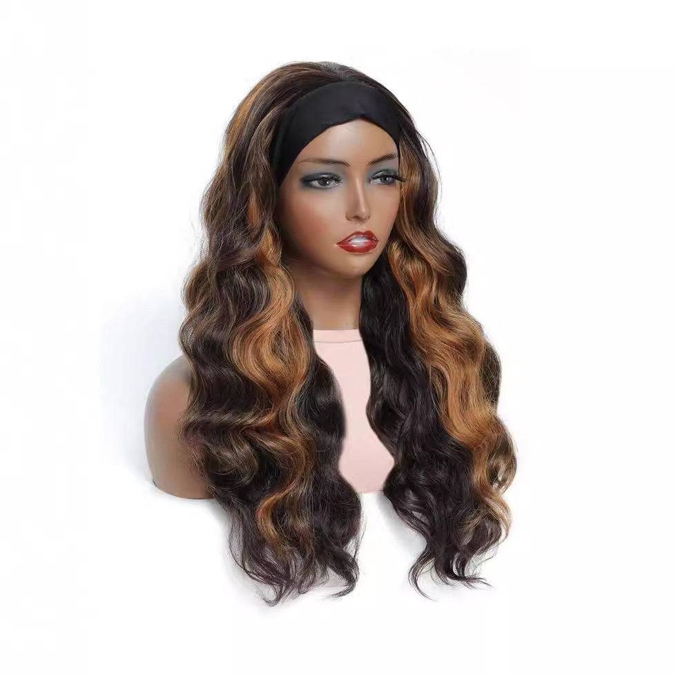 Women's Band Curly Brown Mixed Color Synthetic Wigs Big Wig Long Curls