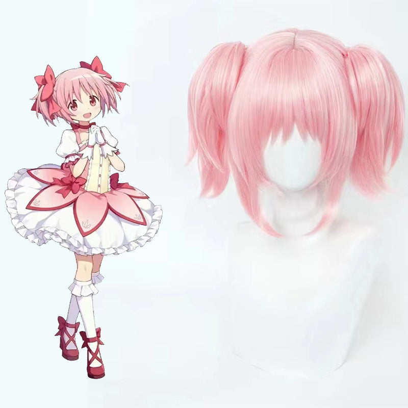 Deer Eye Round Small Pink Jaws Clamp Short Cos Wig