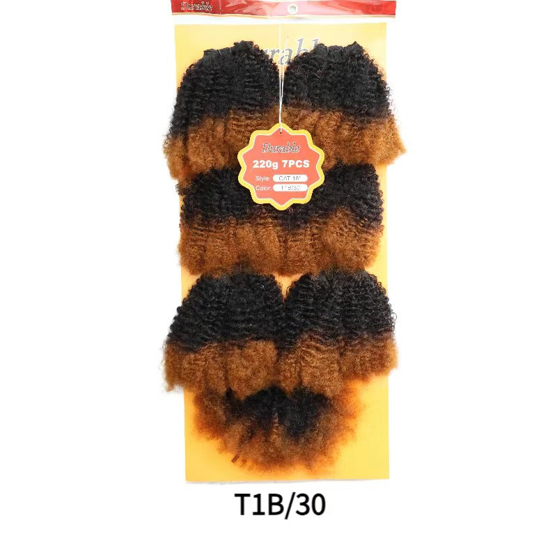Protein Silk Weft Piece African Long Roll Wig Short Curly Hair