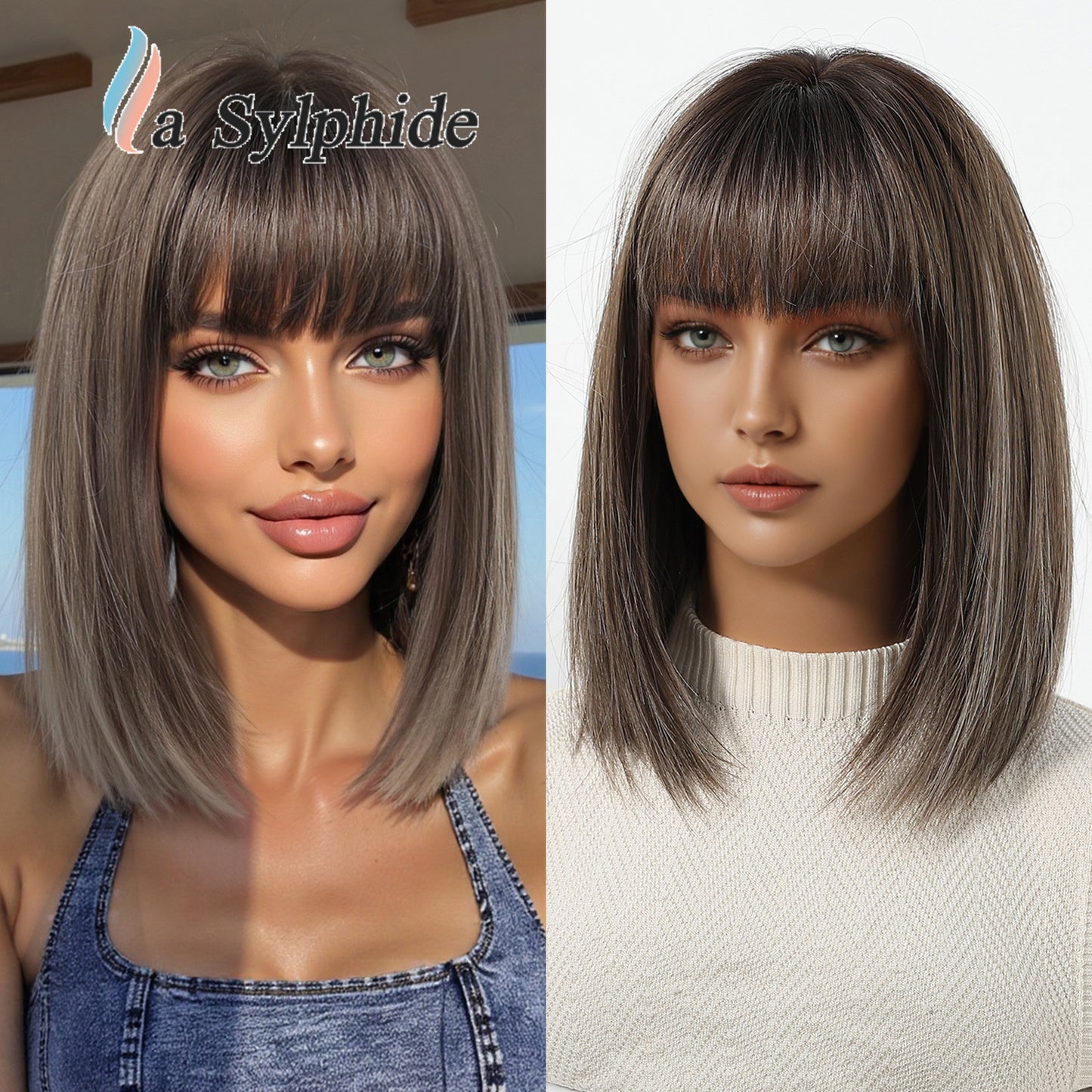 Full Head Cap Imitation Human Natural Top Wig Short Straight Hair