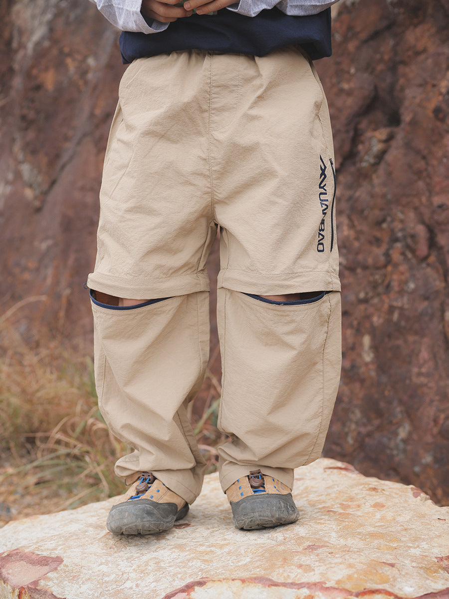 Children's Fold Detachable Overalls Spring Waterproof Trousers Outdoor Children's Pants