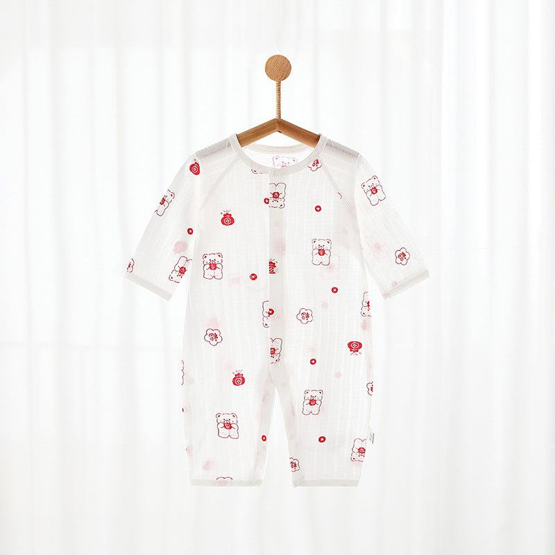 Children's Pure Cotton Class Boneless Born Clothes Long Sleeve Summer Thin Jumpsuit, Climbing Suit