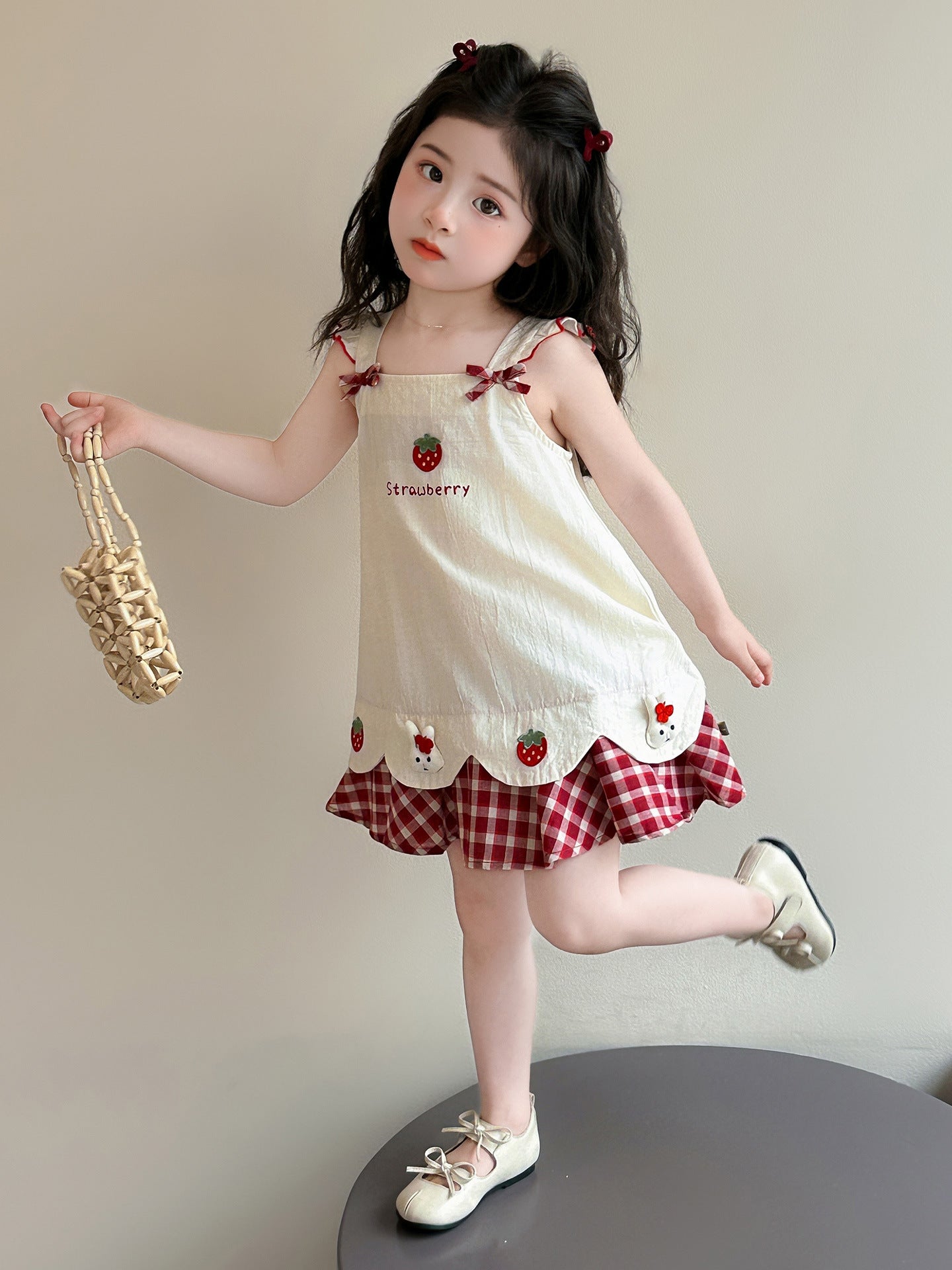 Children's Summer Sweet Strap Strawberry Princess Children's Dress