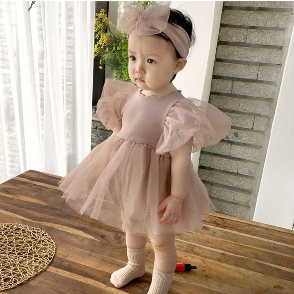 Puff Sleeve Tulle Tutu Skirt Free Jumpsuit, Climbing Suit