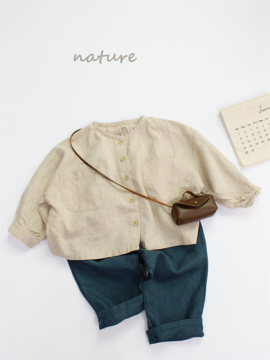 Children's Color Cardigan Spring Korean Style Tone Long Sleeve Thin Tops Children's Shirt