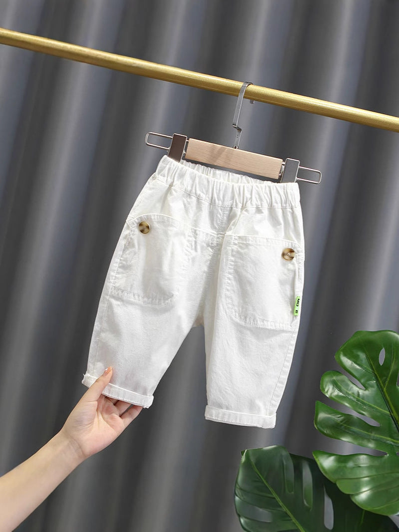 Thin Summer Clothing Small Boy's Cropped Trousers Korean Style Children's Pants