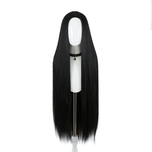 Medium Scalp Black Long Straight Hair Cos Wig