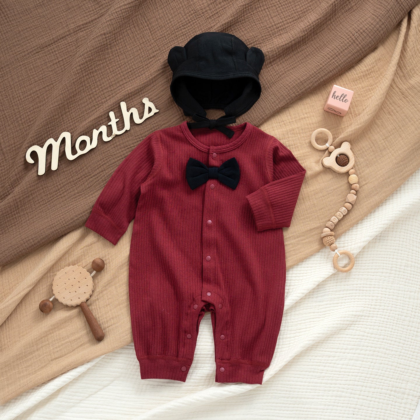 Infant Born Red Days Old One Month Clothing Festive Long-sleeved Jumpsuit, Climbing Suit