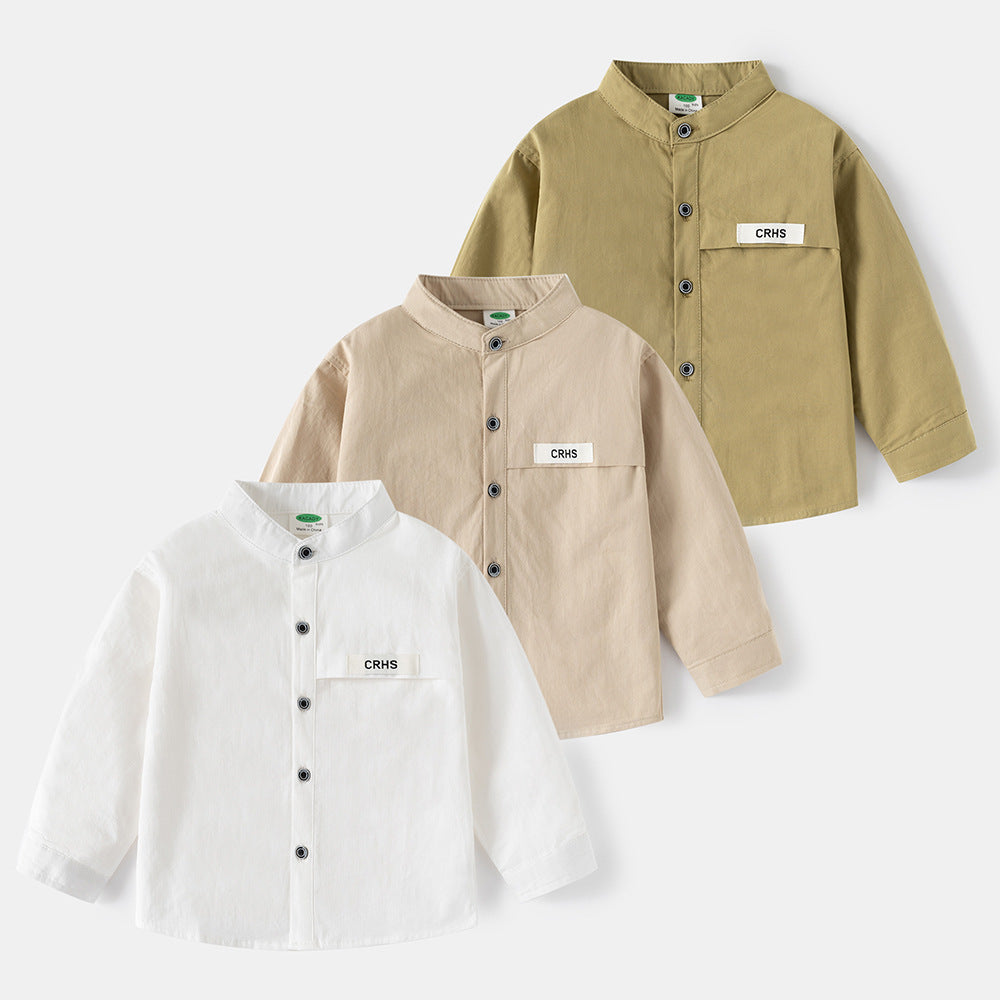 Children's Clothing Long-sleeved Medium Large Stand Collar Children's Shirt