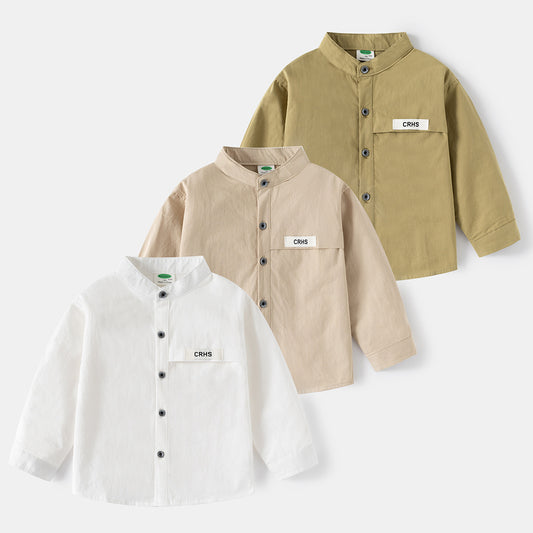 Children's Clothing Long-sleeved Medium Large Stand Collar Children's Shirt