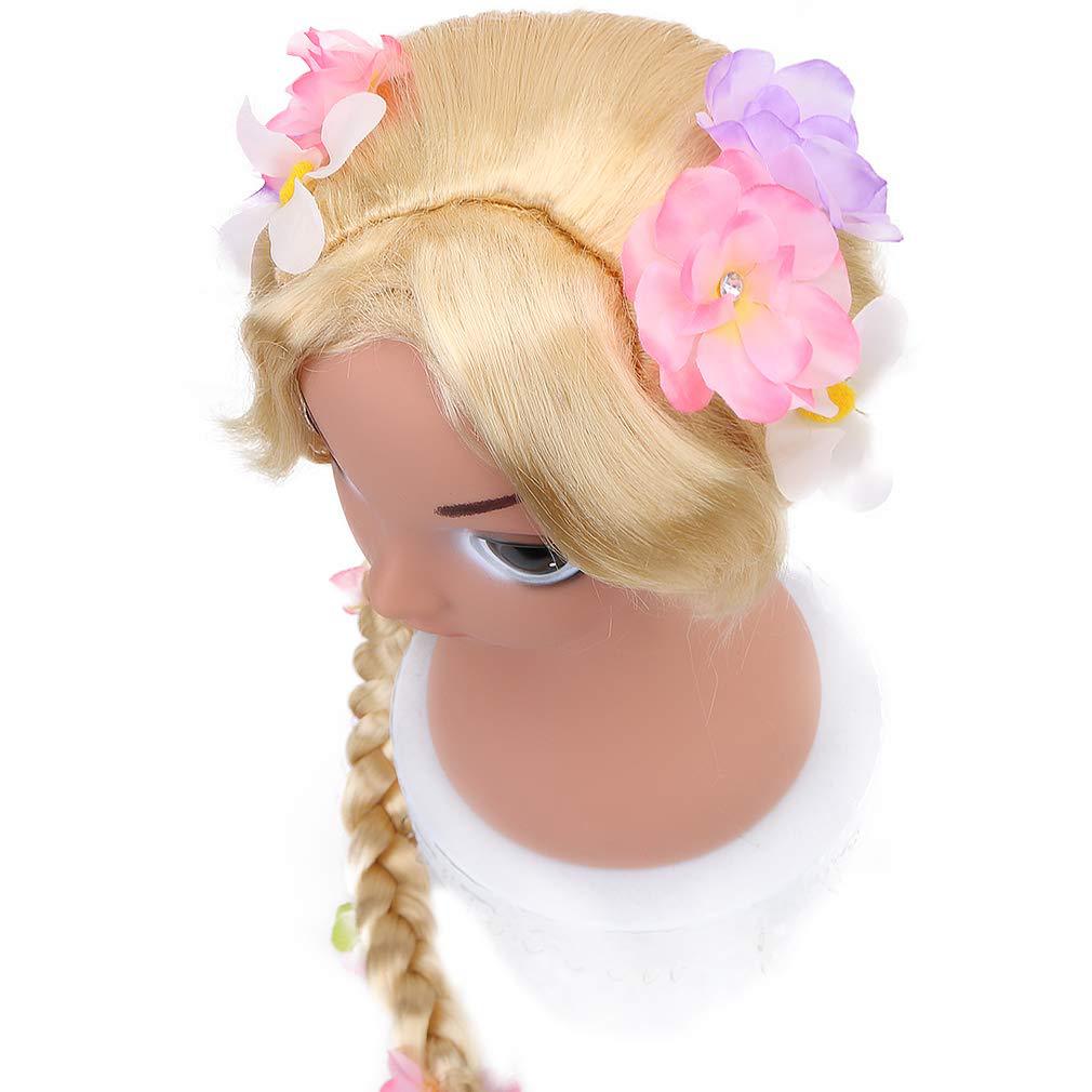 Long Hair Princess Braid Full Head Flower Cos Wig