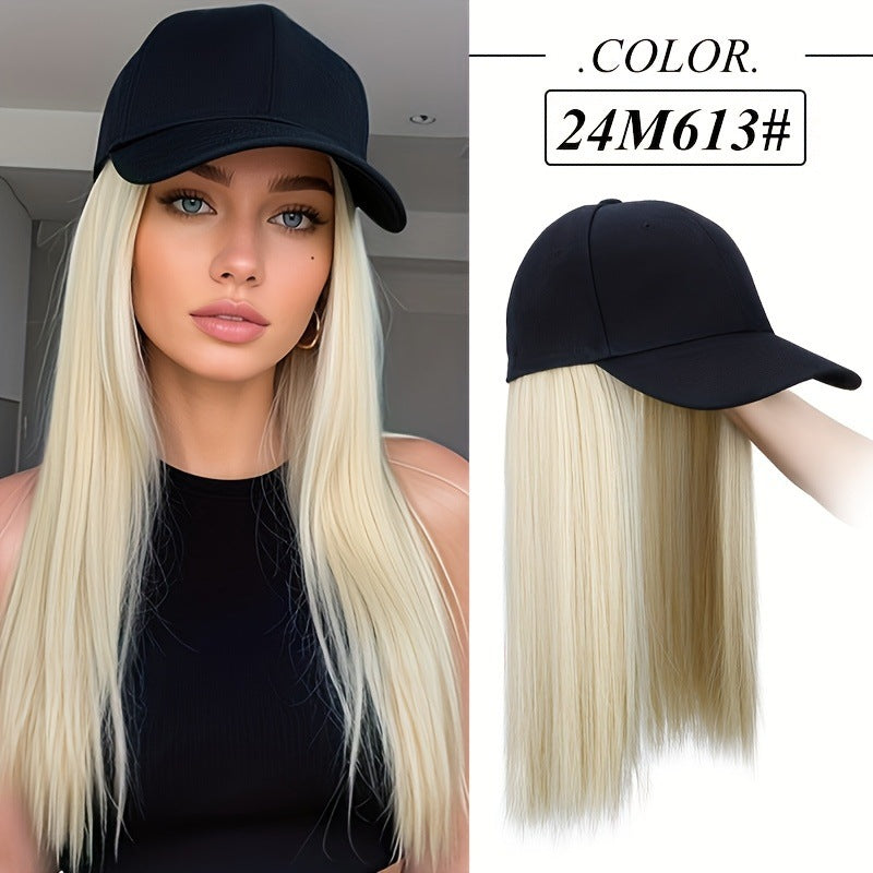 One-piece Hat Short Straight Hair Female Collarbone Length Haircut Wig Long Curls