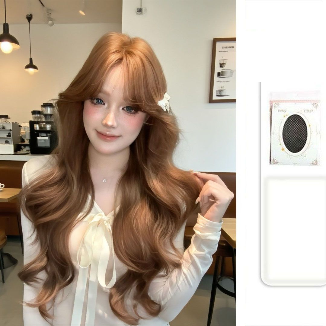 Curly Hair Caramel Warm Brown Gentle Elegant Big Wave Natural Wig Long Curls