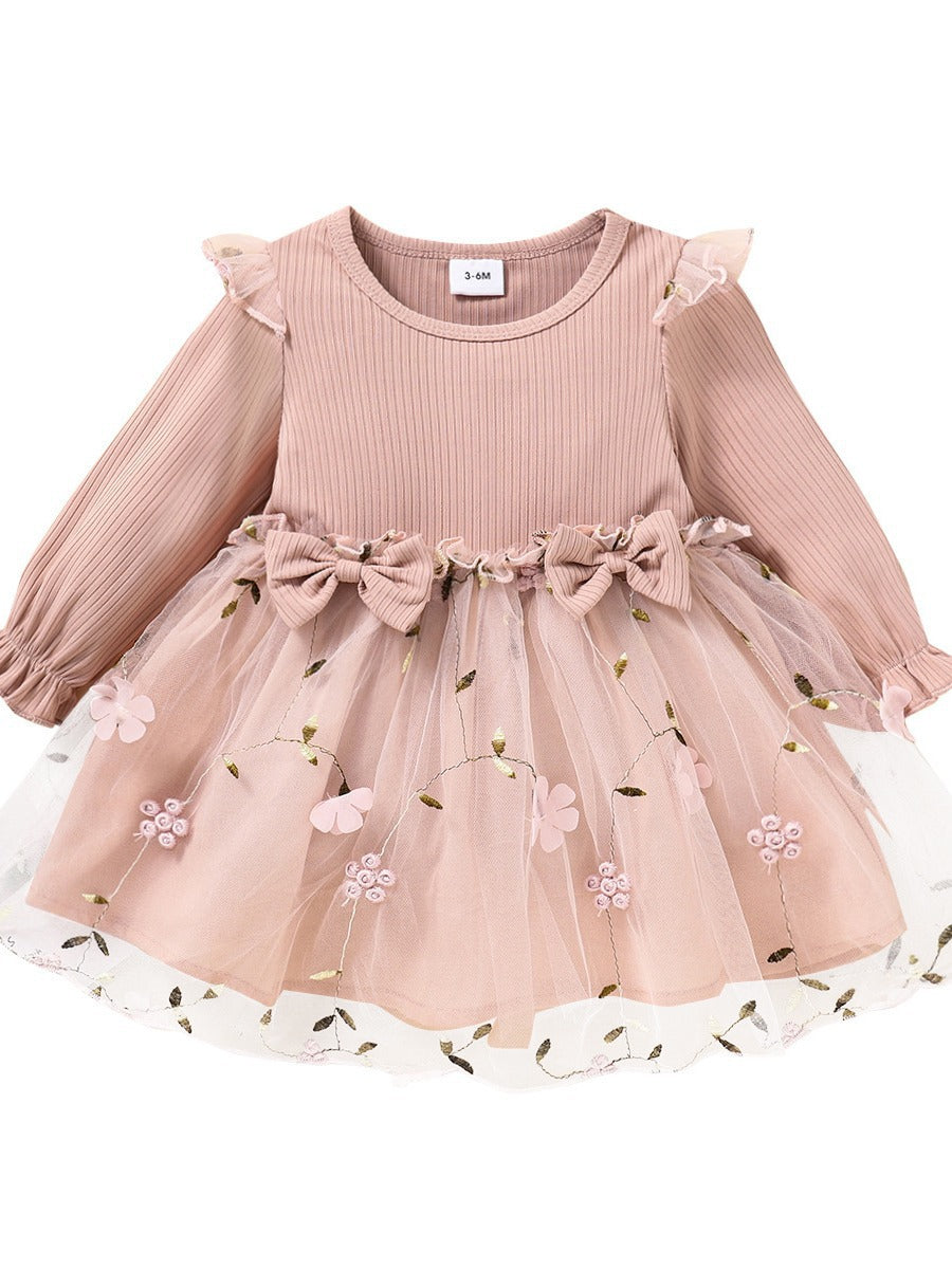 Children's Clothing Mesh Style Long-sleeved Skirt Trendy Children's Dress