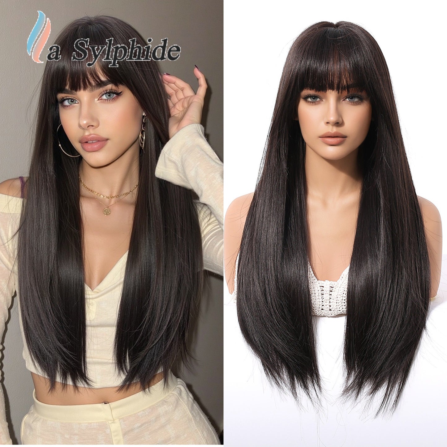 Women's Black Long Straight Fiber High Level No Need To Real Hair Wig