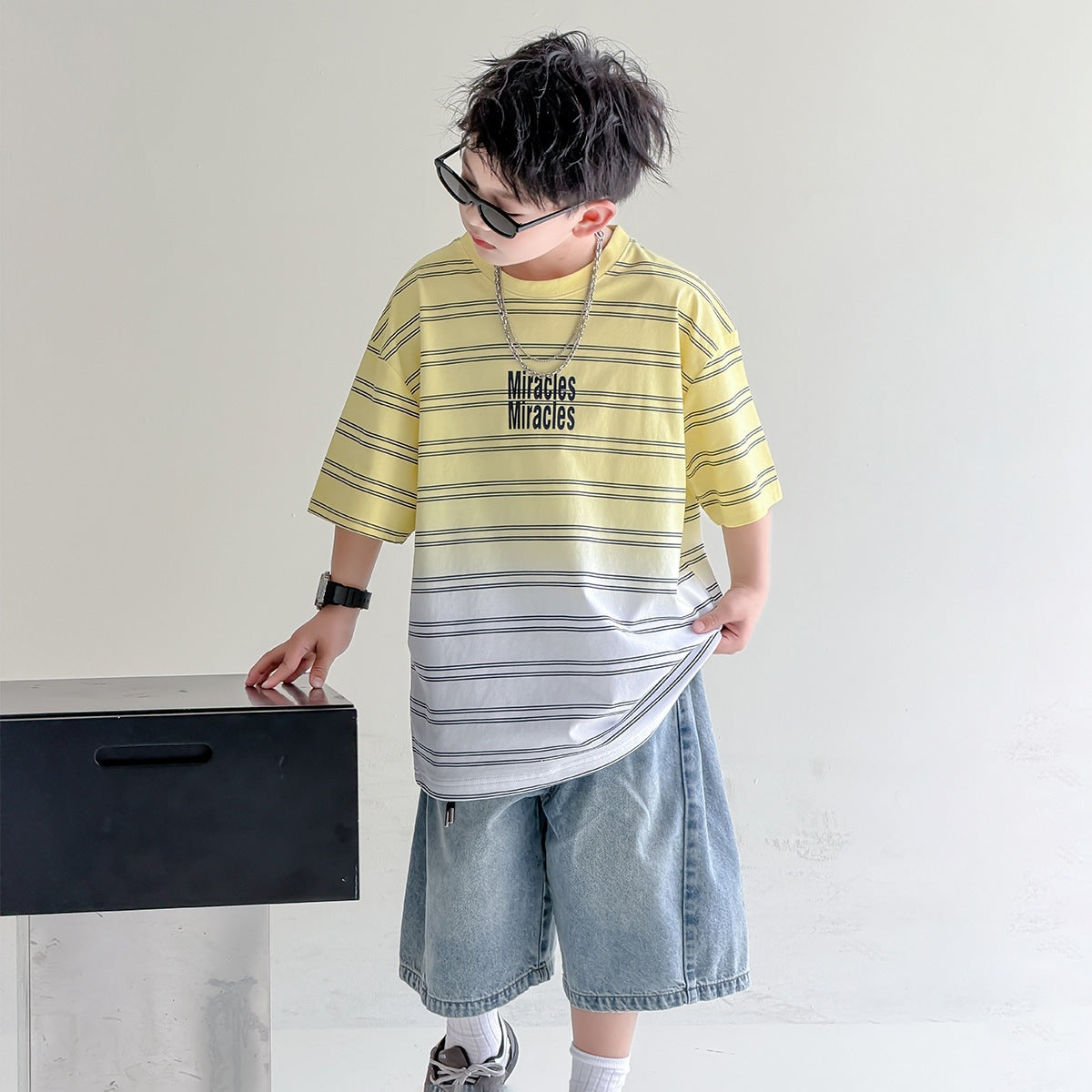 Children's Clothing Boy's Short-sleeved Summer Clothes Medium Big Boys Cotton Children's T-shirt