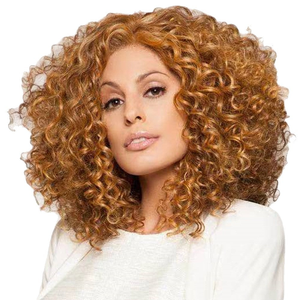 Cover Rose Net Gradient Color Mid-length Chemical Wig Short Curly Hair
