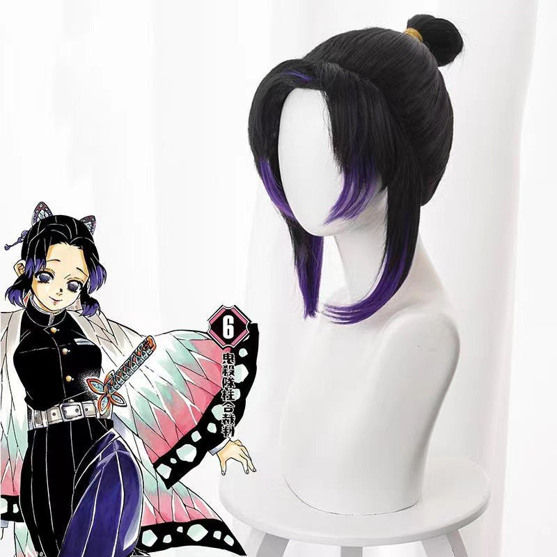 Butterfly Bear Worm Column Anime Black Gradient Cos Wig