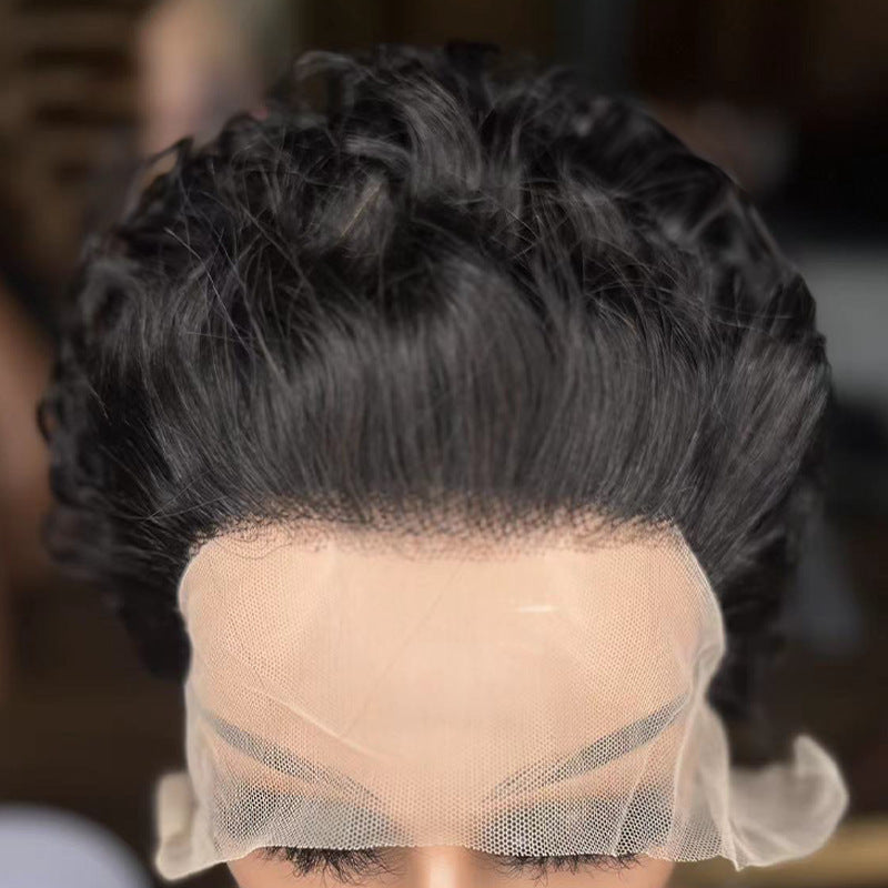 Front Lace Elf Head Cover Short Real Hair Wig