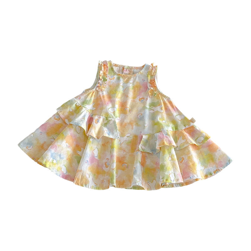 Children's Design Princess Summer Printed Rabbit Clothing Children's Dress
