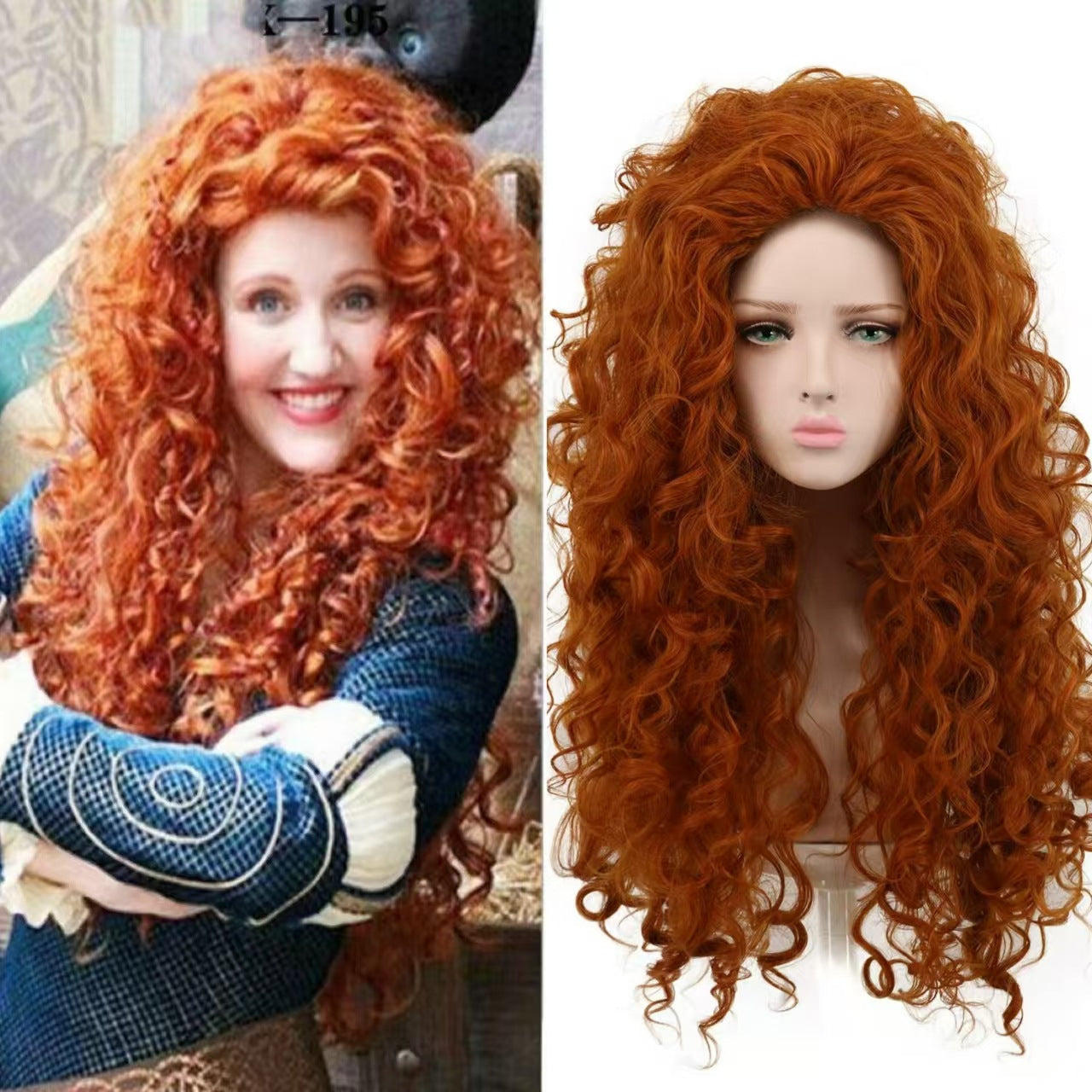 Brave Legend Princess Merida Instant Noodle Curls Long Curly Hair Cos Wig