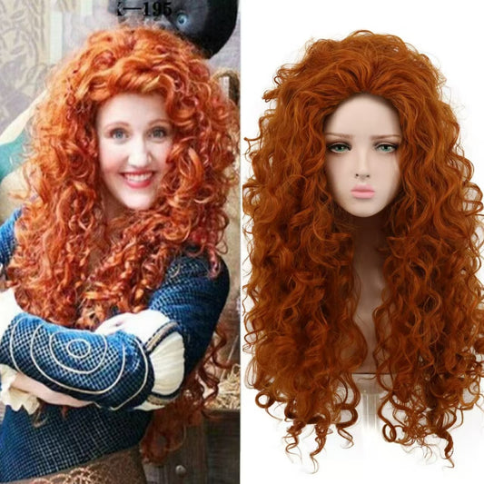 Brave Legend Princess Merida Instant Noodle Curls Long Curly Hair Cos Wig