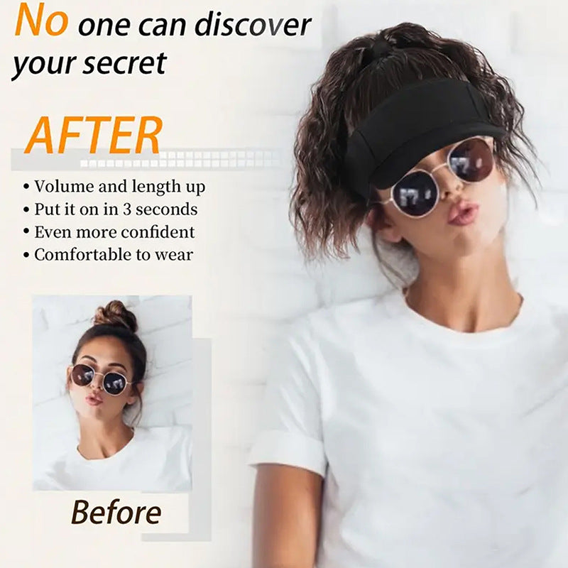 Female Sun Protection Peaked Cap Baseball Solid Color Crownless Wig Short Curly Hair