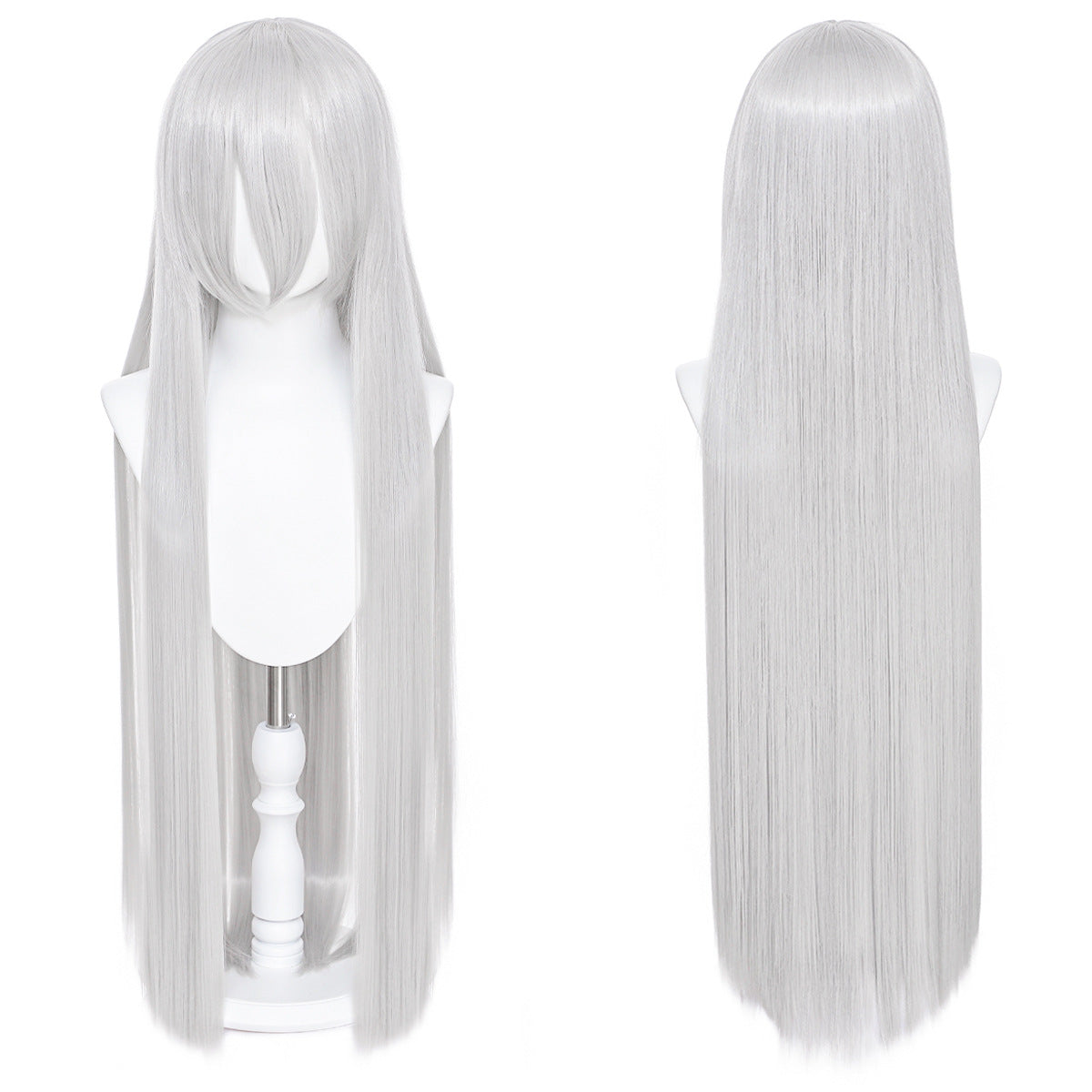Long Straight Hair Hairpiece Blank Black White Cos Wig