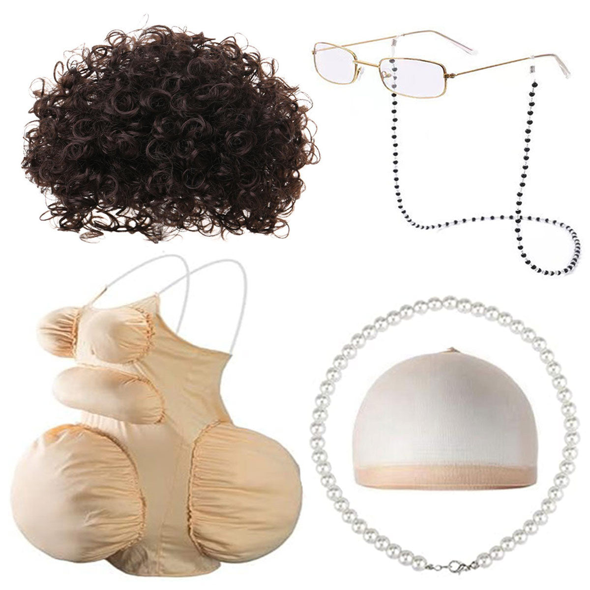 Fake Fat Belly School Day Role Play Dress Cos Wig