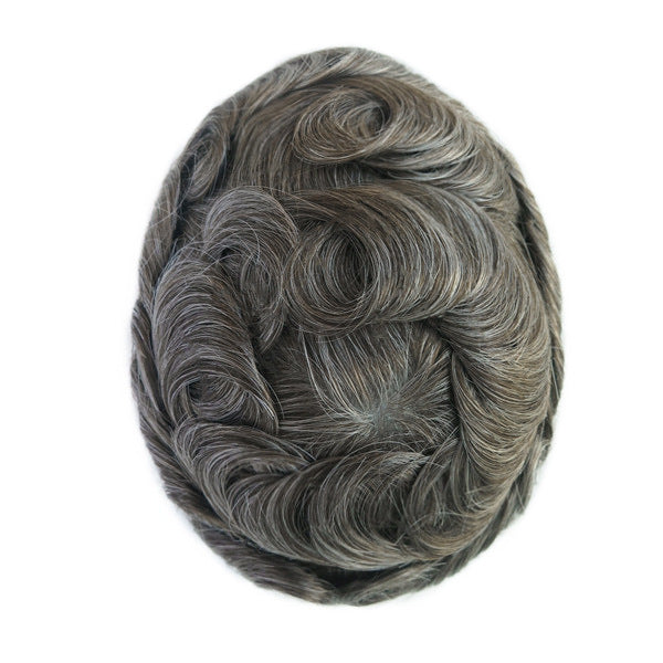 Men's Leather Hand Crochet V Needle Hairpiece Men's Wig