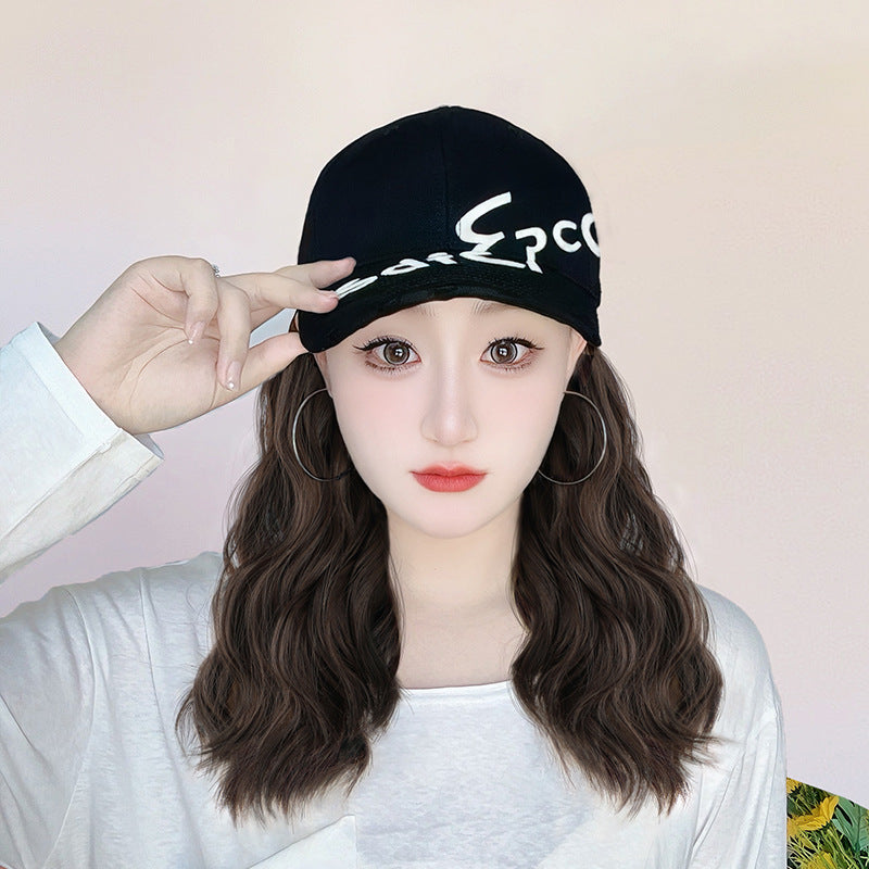 Water Ripple Curly Hair Baseball Cap Makes Face Look Wig Long Curls
