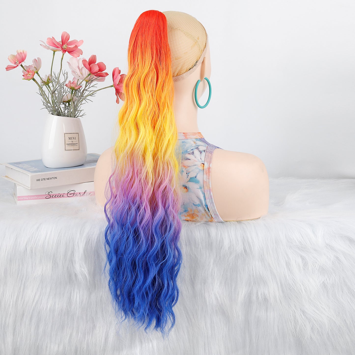 Women's Grip Curly Hair Chemical Fiber Medium Long Wig Ponytail