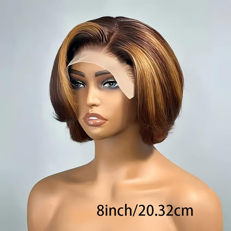 Women's Mid-length Synthetic Wigs Front Lace Highlights Wig Short Curly Hair