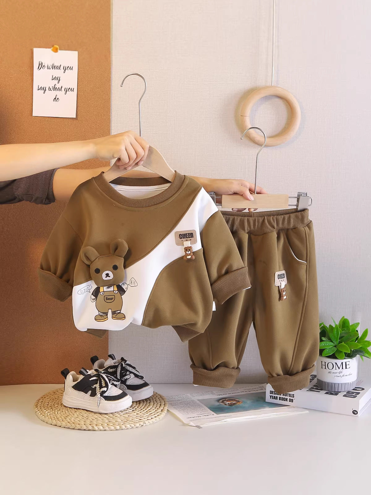 Children's Western Style Cartoon Long-sleeved Sweater Two-piece Children's Suit