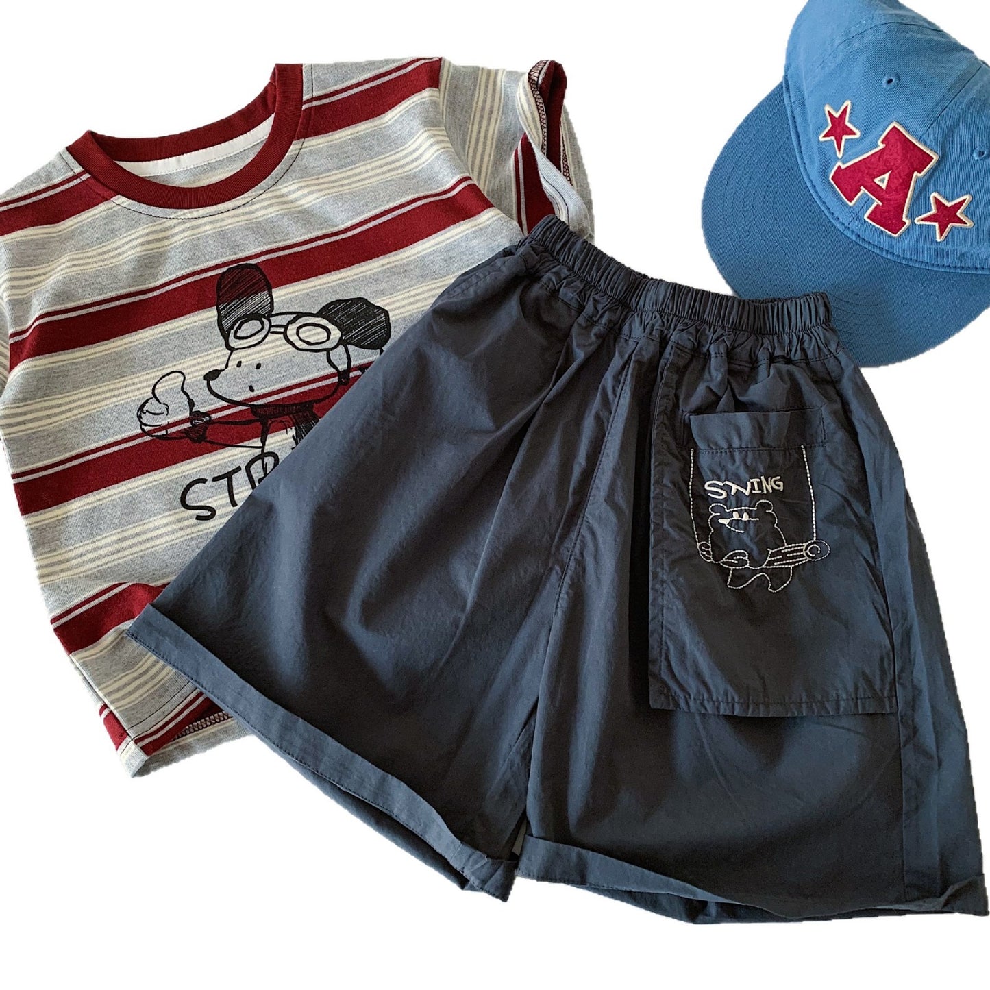 Children's Korean Style Boys Pocket Bear Middle Children's Pants