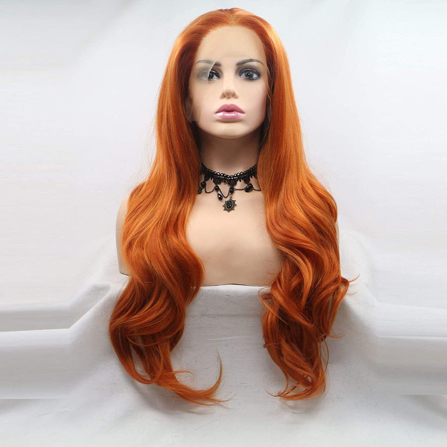 Forehead Lace Curly Hair Chemical Fiber Female Full Top Simulation Wig Long Curls