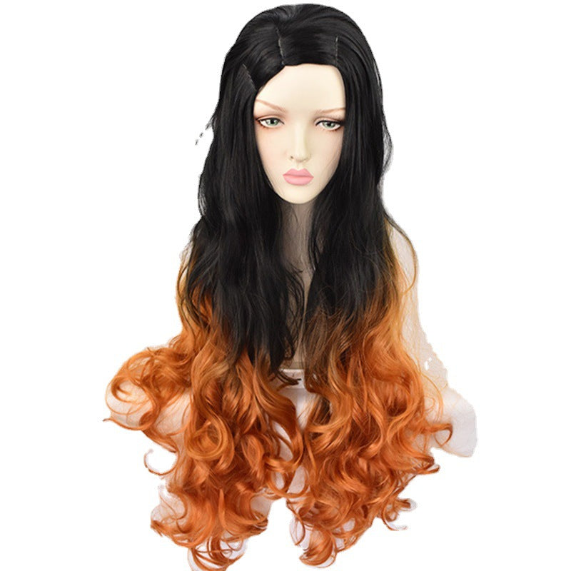 Women's Fiber Long Hair Brown Yellow Curly Cos Wig