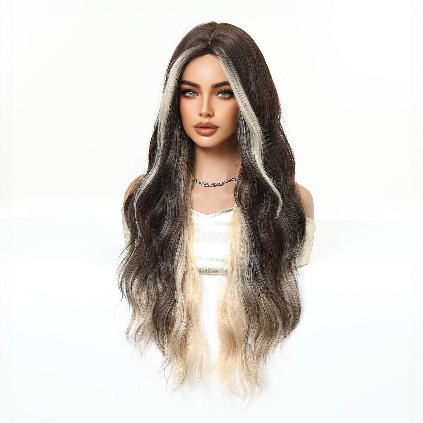 Gradient Highlight Big Wave Curly Fiber Natural Wig Long Curls