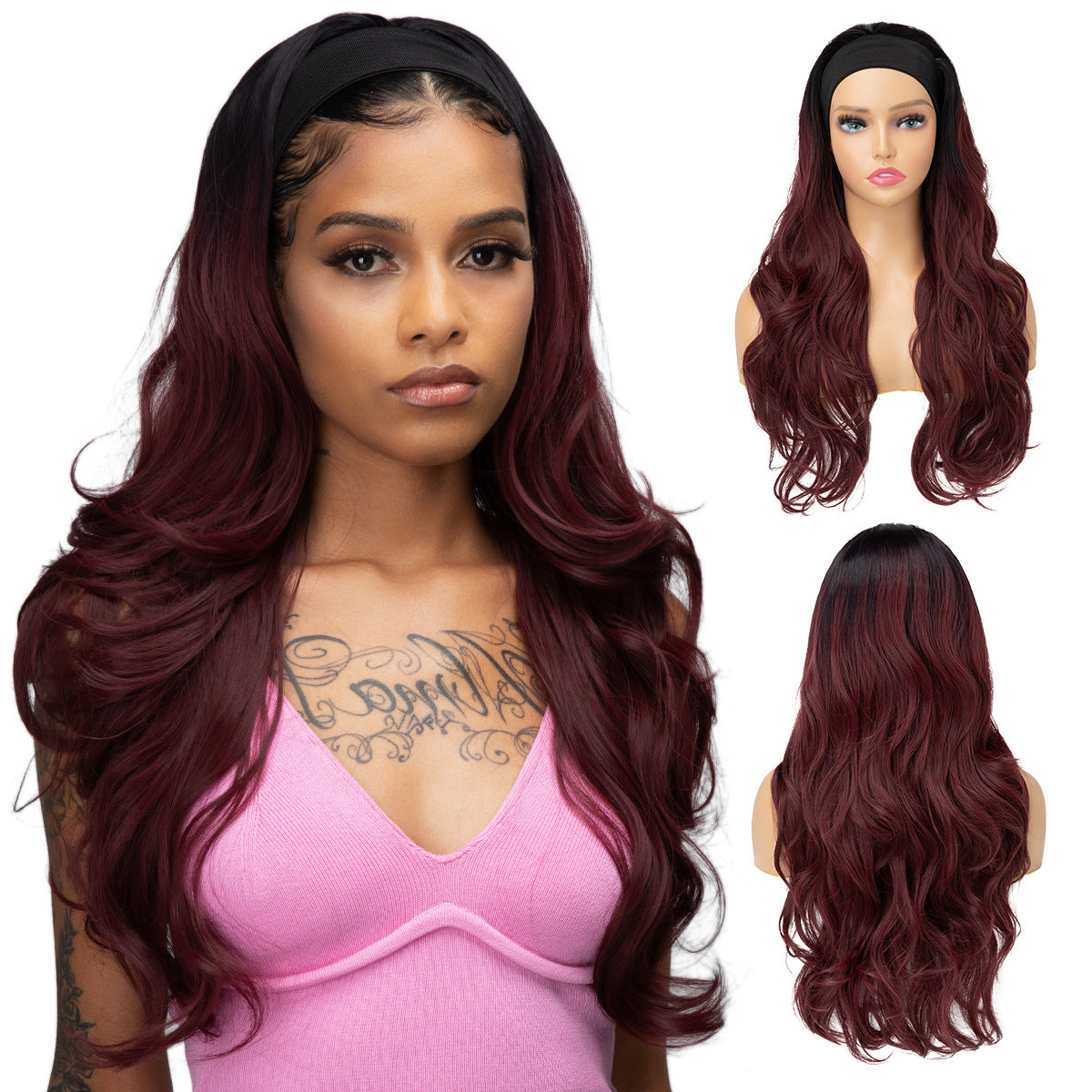 Female Hair Band Turban Big Wave Curly Chemical Fiber Wig Long Curls