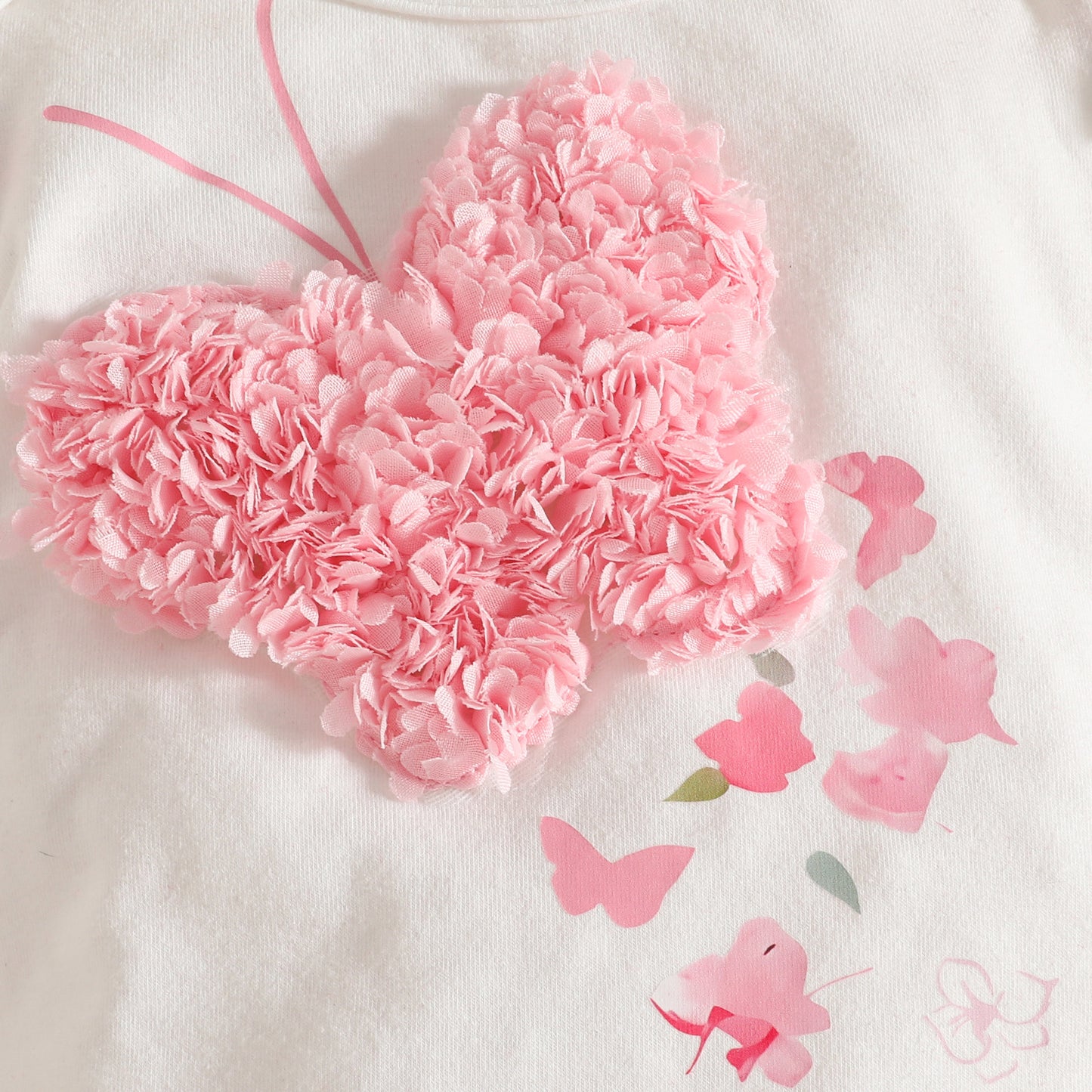 Embroidery Three-dimensional Butterfly Long-sleeved Triangle Romper Bow Flower Children's Suit