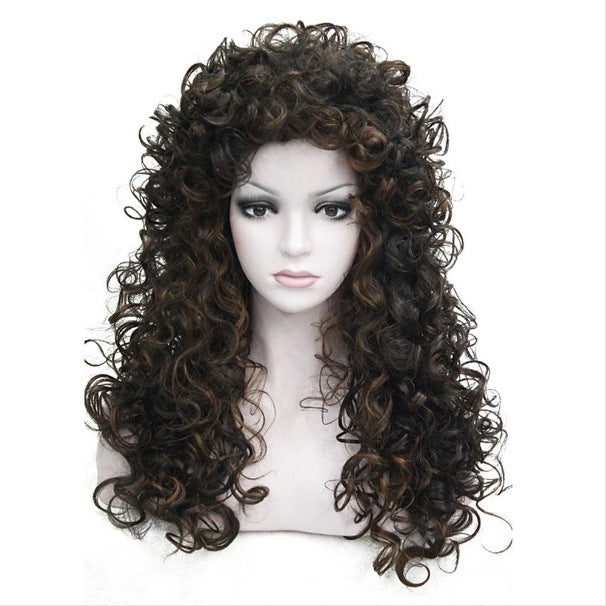 Women's African Wigs With Small Curly Hair Afro Synthetic Wig Long Curls
