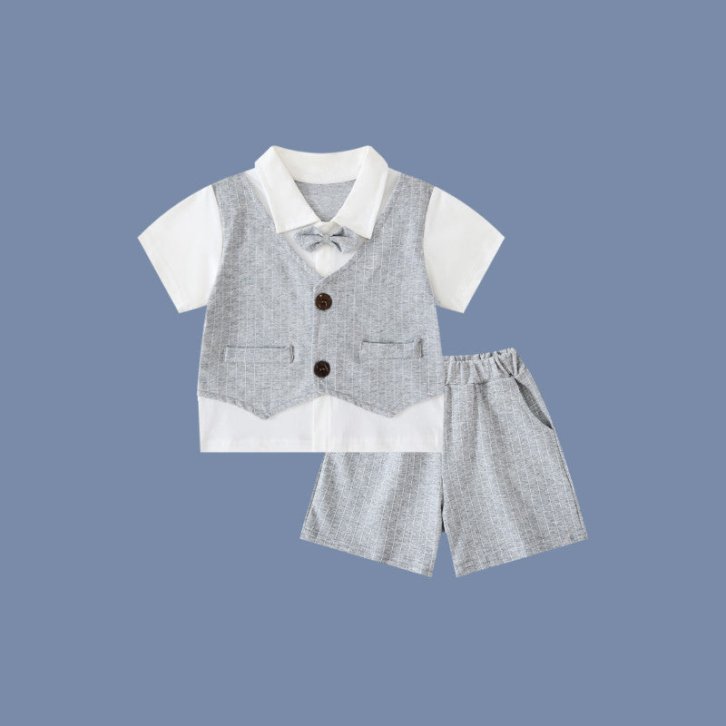 Gentleman Year Old Flower Little Host Handsome College Style Performance Children's Suit