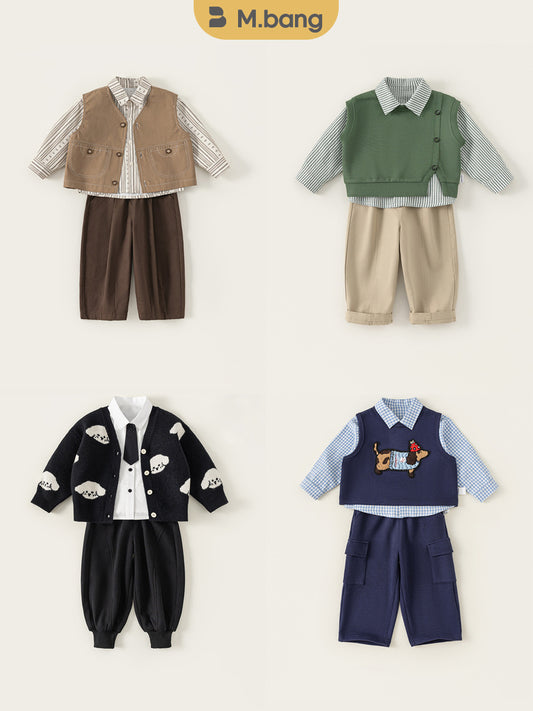 Three-piece Collection Korean Style Clothes Boys Children's Suit
