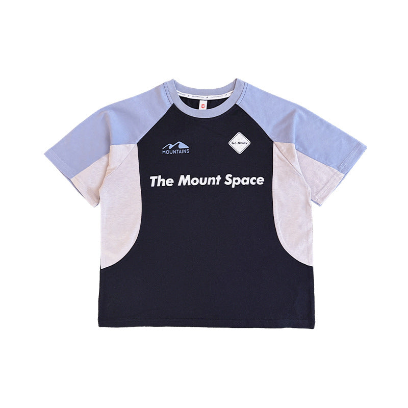 Children's Short-sleeved Summer Outdoor Sports Contrast Color Half-sleeved Shirt Children's T-shirt